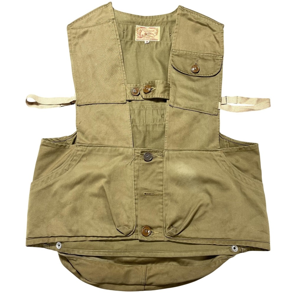 Vintage 50s Bob Allen Vest Mens 36 Brown Canvas Hunting Game Pouch Outdoor